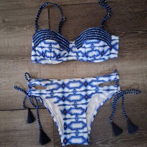 Michael Kors  XS Bikini Tropical Tassle Demi Swimsuit CS NEW